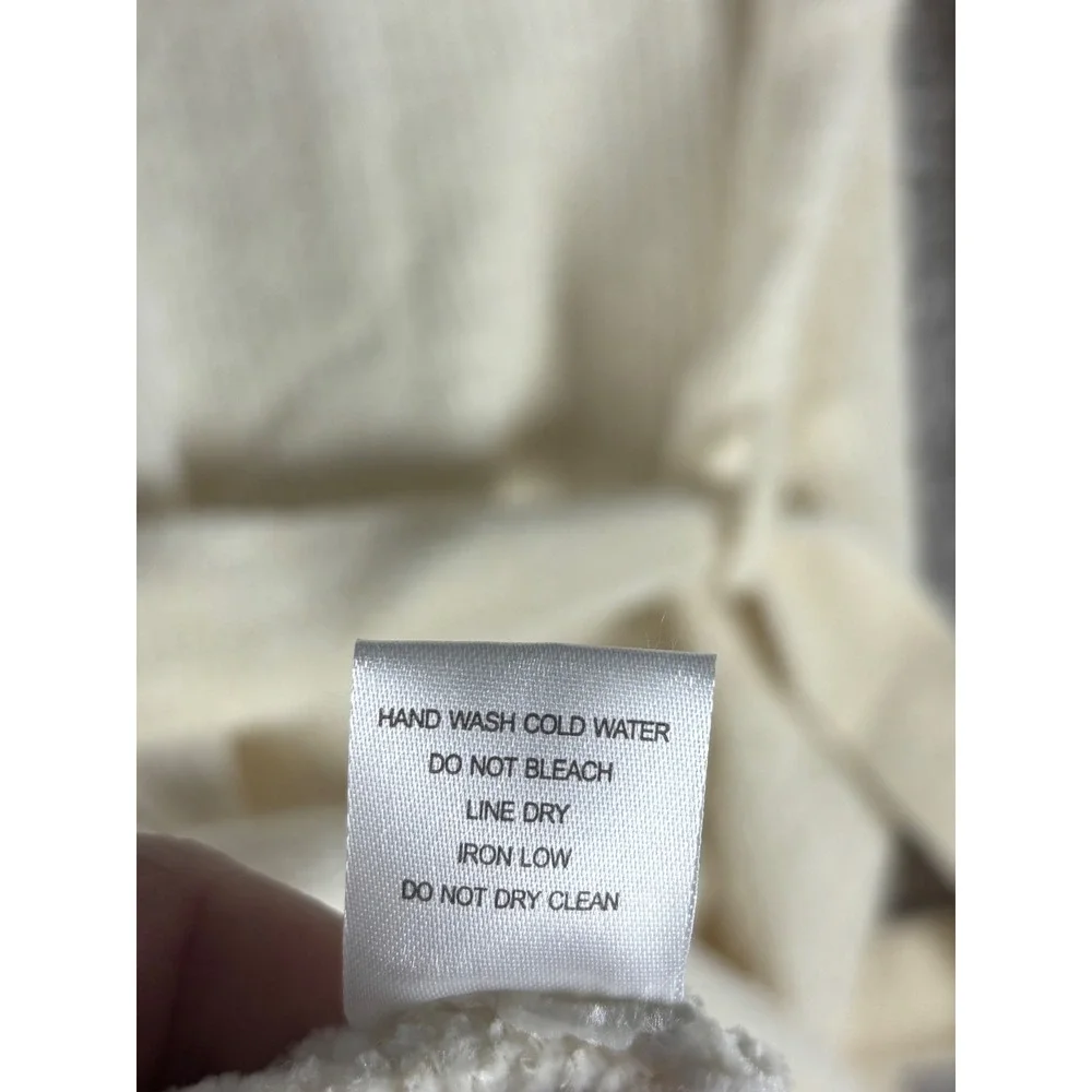 FAVLUX FASHION‎ Cream Ribbed Balloon Sleeve Sweater Dress Belted Size Small